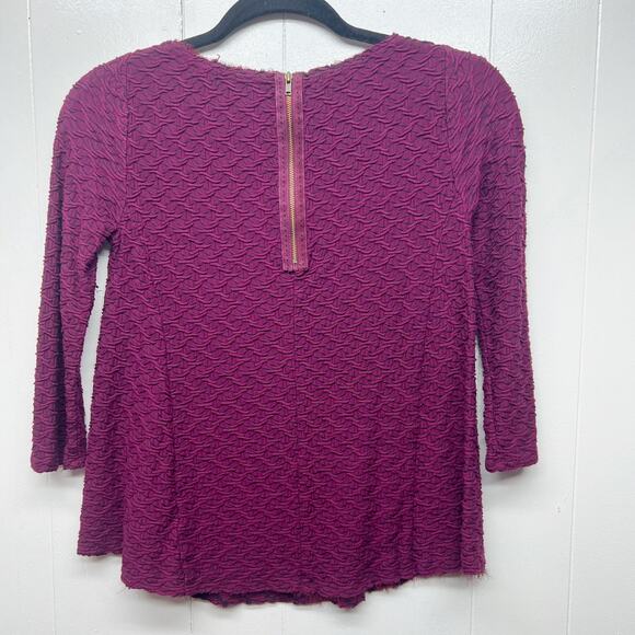 Anthropologie Postmark Burgundy Textured Top Size XS 3/4 Sleeve Flowy - Picture 6 of 11